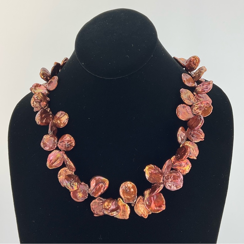 Host Pick!❤️Copper Keishi Pearls Necklace, Handmade, 19.5" Long - Picture 3 of 9